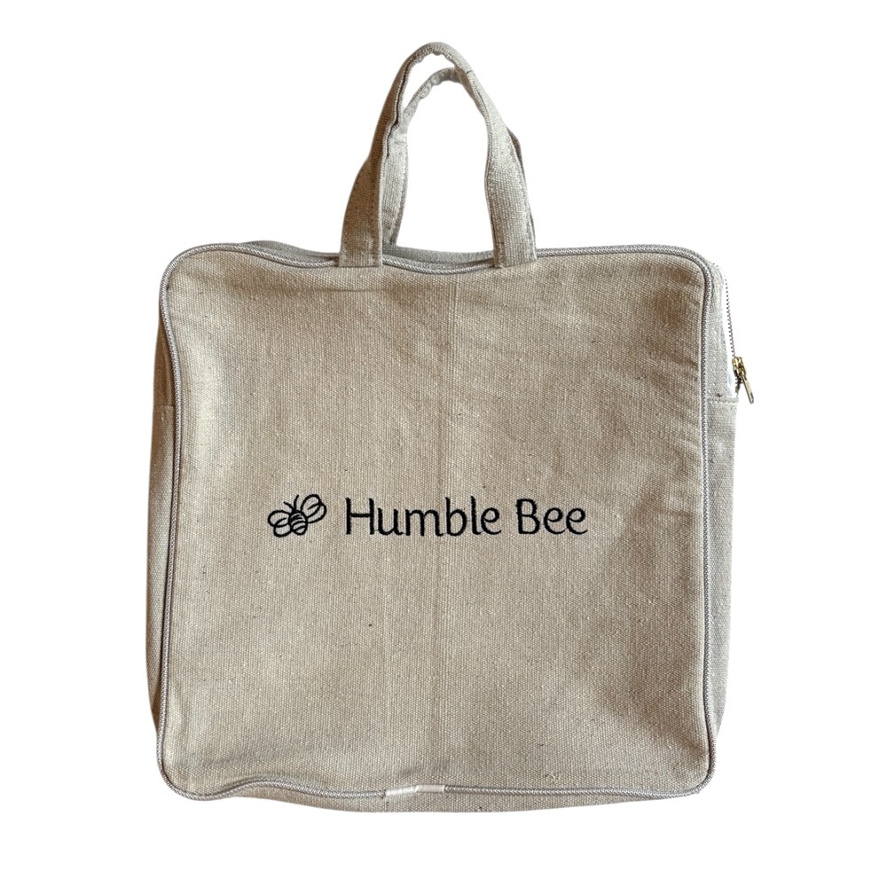“Humble Bee” Square Zipper Canvas Tote Bag NEW